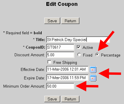 Edit EZ-Coupons Time Period