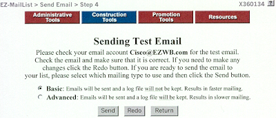 EZ-MailList, Send Test E-mail